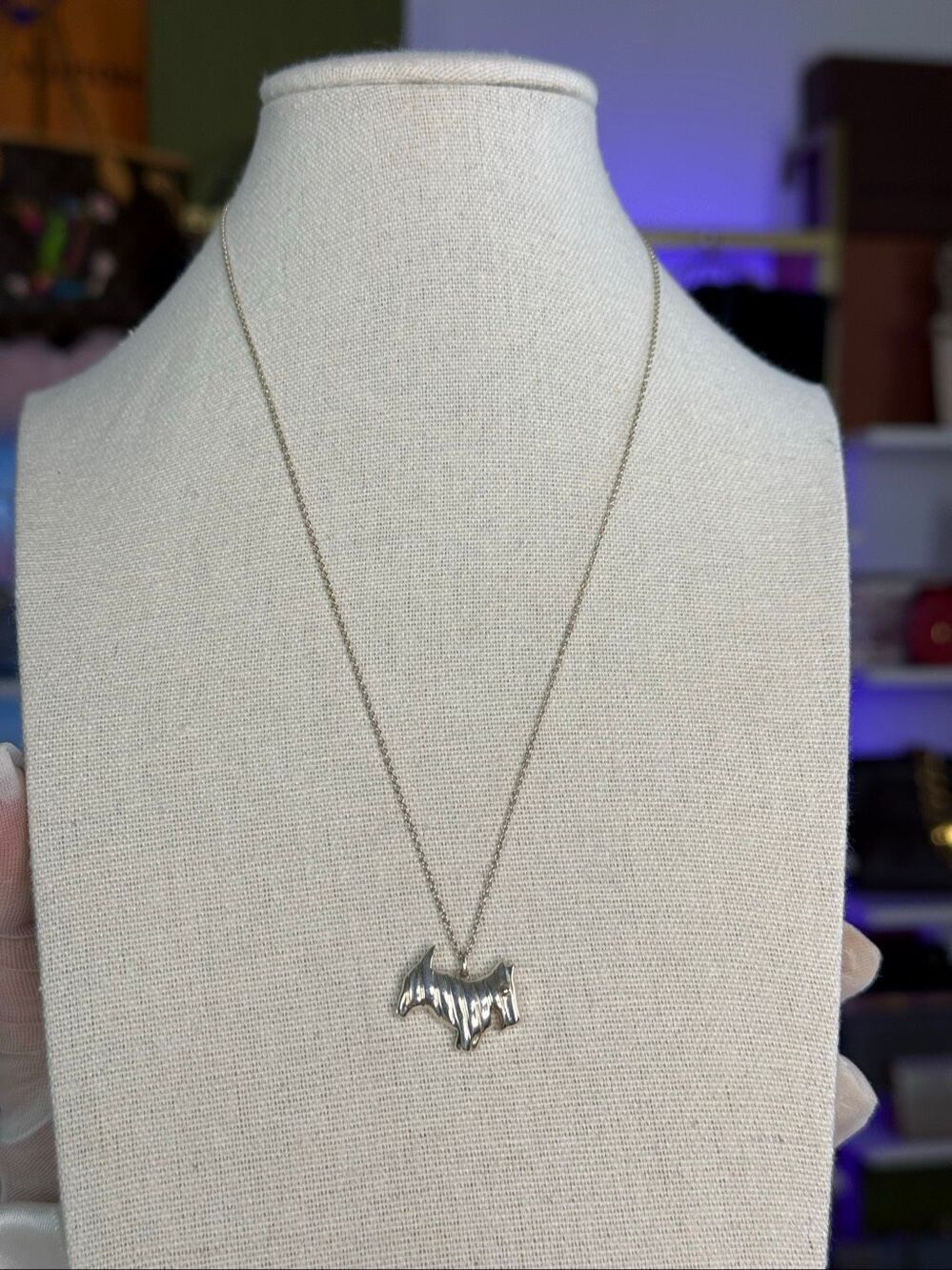 Tiffany & Co 925 Sterling Silver Dog Pendant Necklace